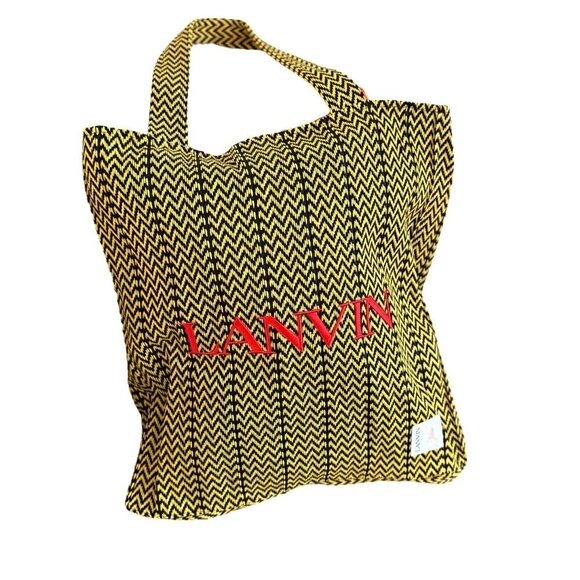 Lanvin X future Curb Cotton Tote Bag, Yellow and Black - Picture 6 of 15